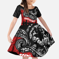Aotearoa Toitu Te Tiriti Family Matching Off Shoulder Maxi Dress and Hawaiian Shirt Honoring Te Tiriti o Waitangi Maori Haka LT03 Daughter's Dress Red - Polynesian Pride
