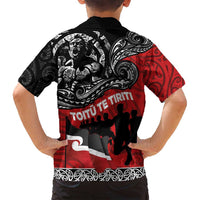 Aotearoa Toitu Te Tiriti Family Matching Off Shoulder Short Dress and Hawaiian Shirt Honoring Te Tiriti o Waitangi Maori Haka LT03 - Polynesian Pride