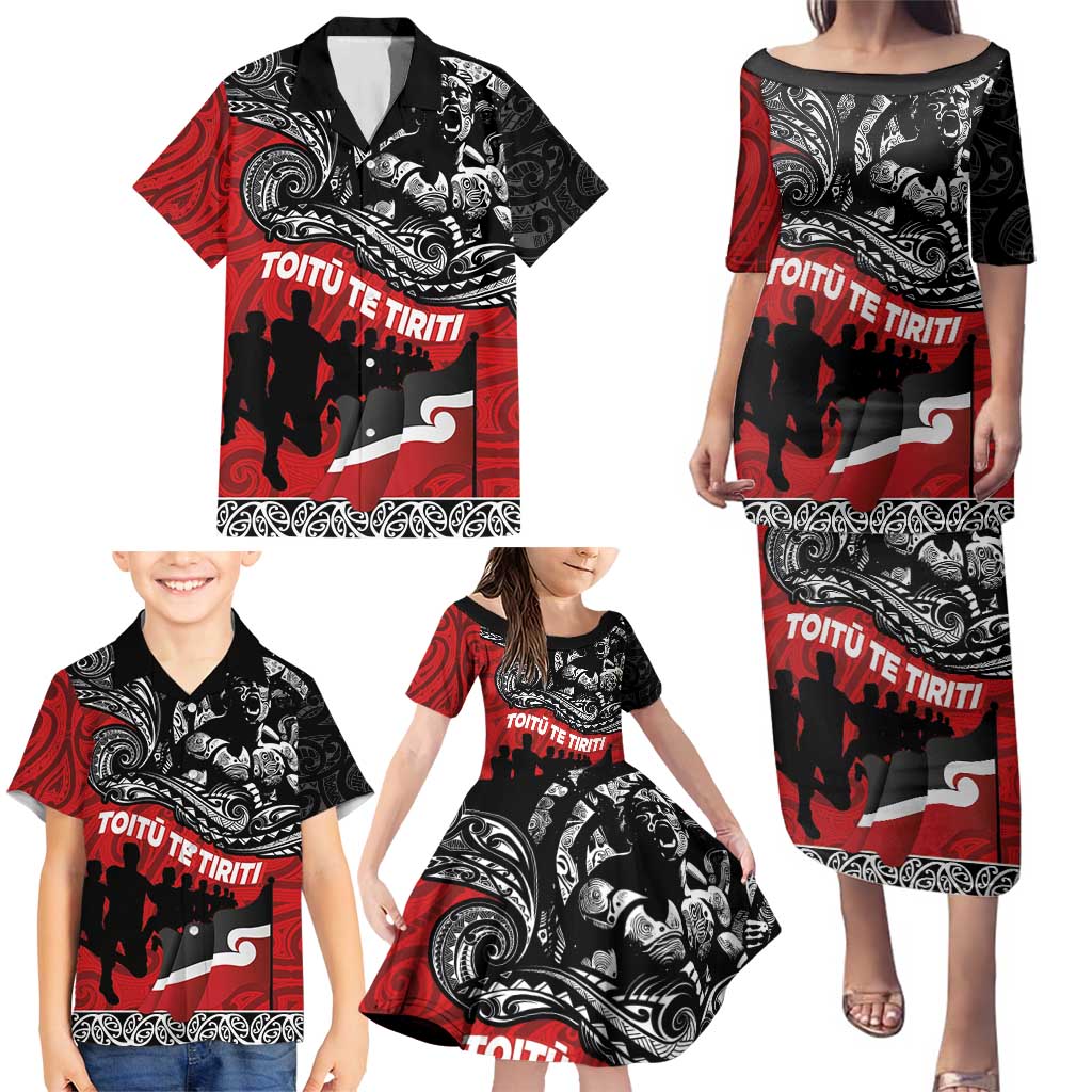Aotearoa Toitu Te Tiriti Family Matching Puletasi and Hawaiian Shirt Honoring Te Tiriti o Waitangi Maori Haka LT03 - Polynesian Pride