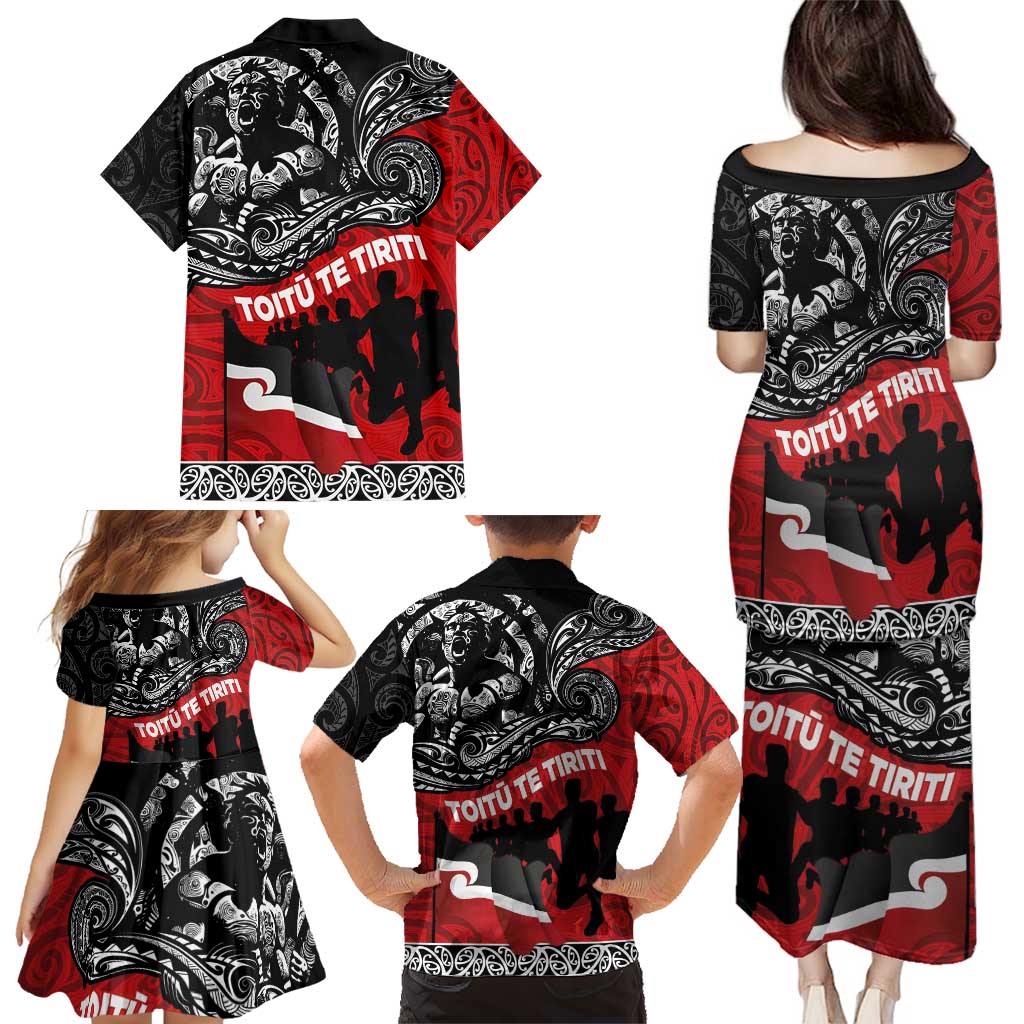 Aotearoa Toitu Te Tiriti Family Matching Puletasi and Hawaiian Shirt Honoring Te Tiriti o Waitangi Maori Haka LT03 - Polynesian Pride