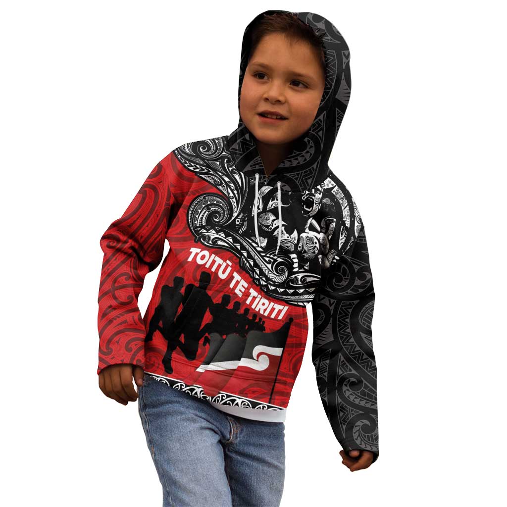 Aotearoa Toitu Te Tiriti Kid Hoodie Honoring Te Tiriti o Waitangi Maori Haka