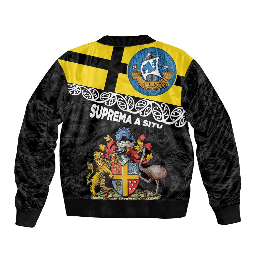 New Zealand Wellington Bomber Jacket The Capital's Emblems Flag and Koru Art LT03 - Polynesian Pride