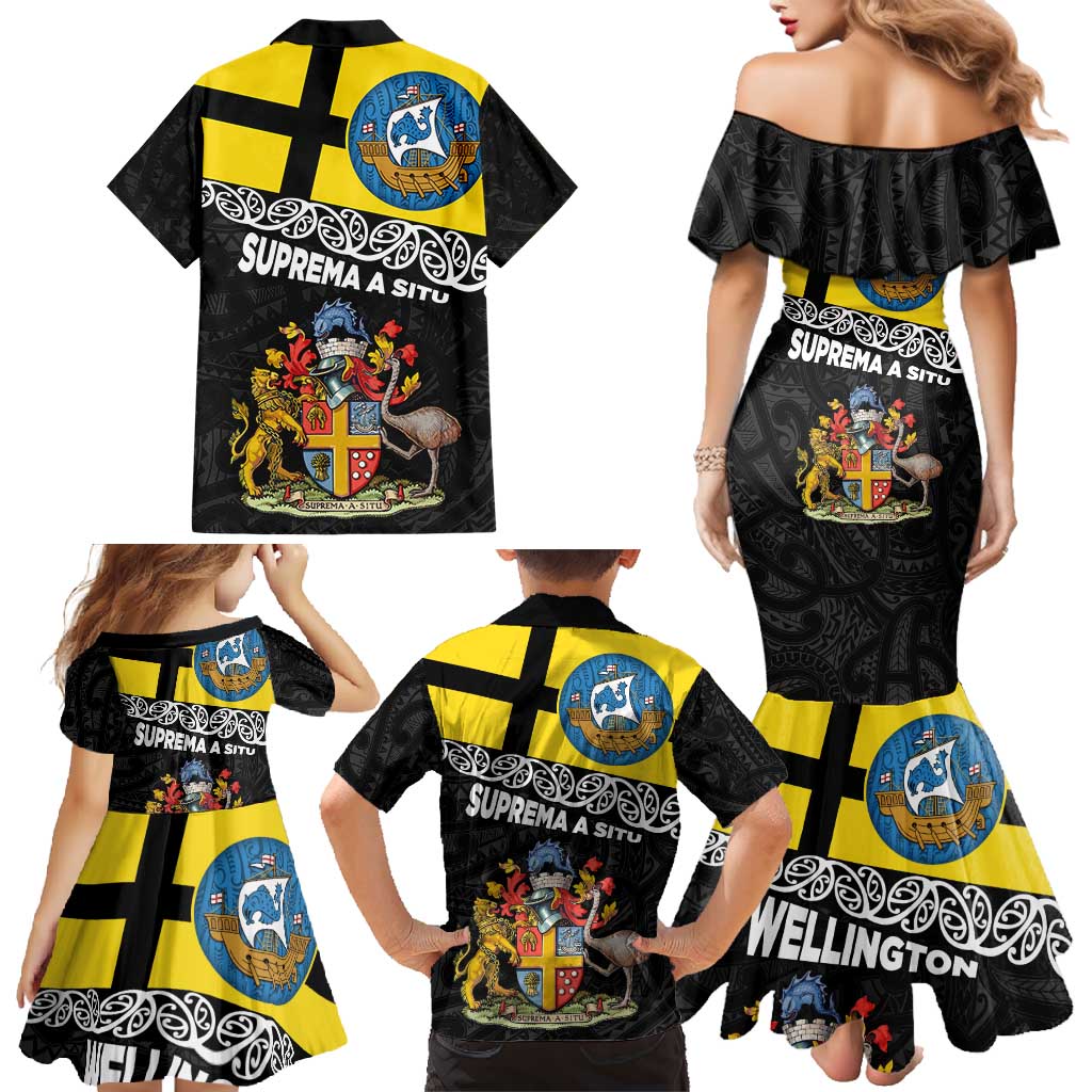 New Zealand Wellington Family Matching Mermaid Dress and Hawaiian Shirt The Capital's Emblems Flag and Koru Art LT03 - Polynesian Pride