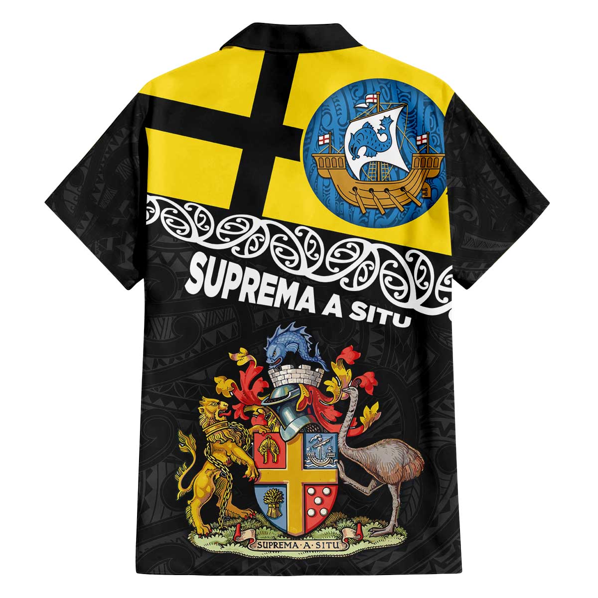 New Zealand Wellington Family Matching Off The Shoulder Long Sleeve Dress and Hawaiian Shirt The Capital's Emblems Flag and Koru Art LT03 - Polynesian Pride