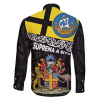 New Zealand Wellington Family Matching Off The Shoulder Long Sleeve Dress and Hawaiian Shirt The Capital's Emblems Flag and Koru Art LT03 - Polynesian Pride