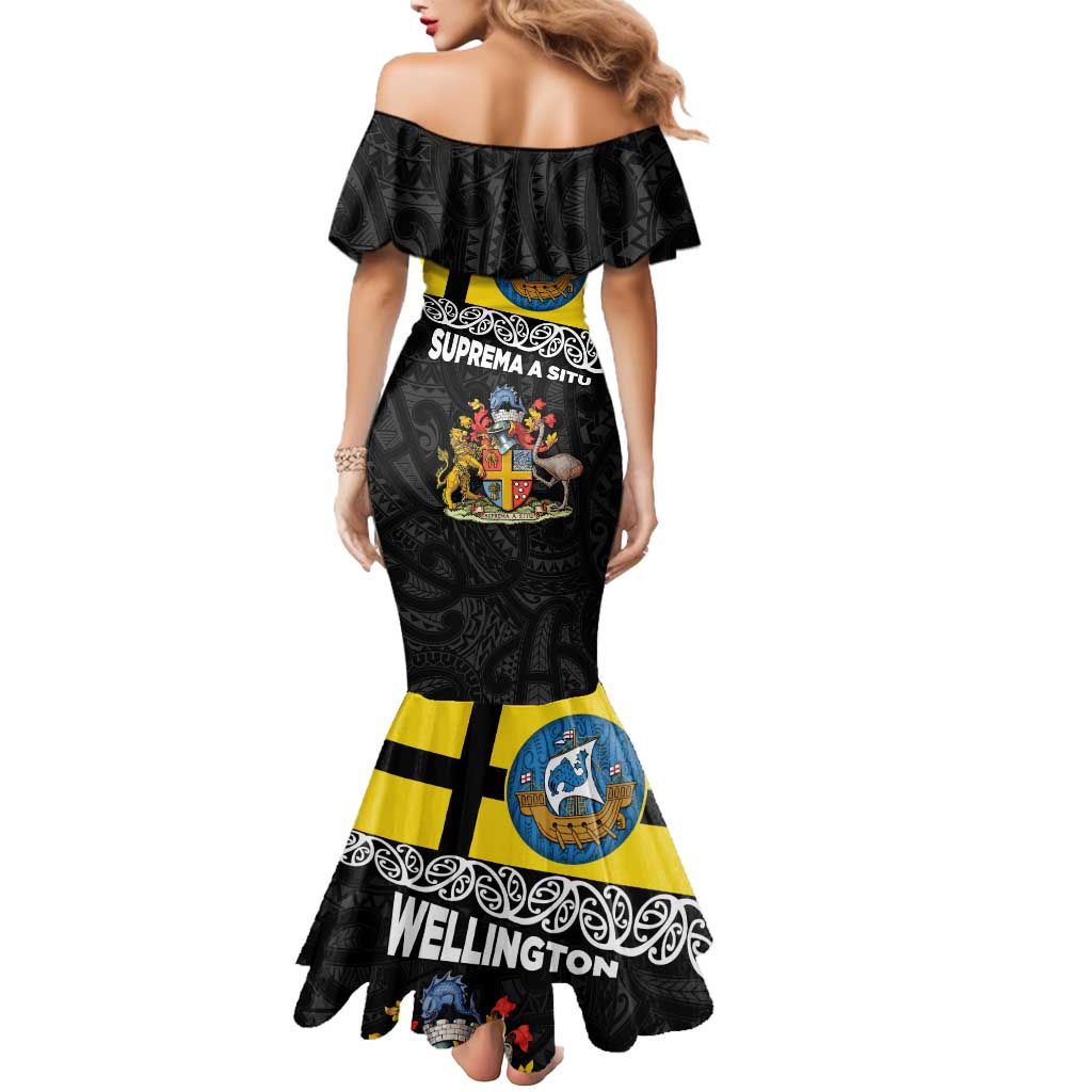 New Zealand Wellington Mermaid Dress The Capital's Emblems Flag and Koru Art