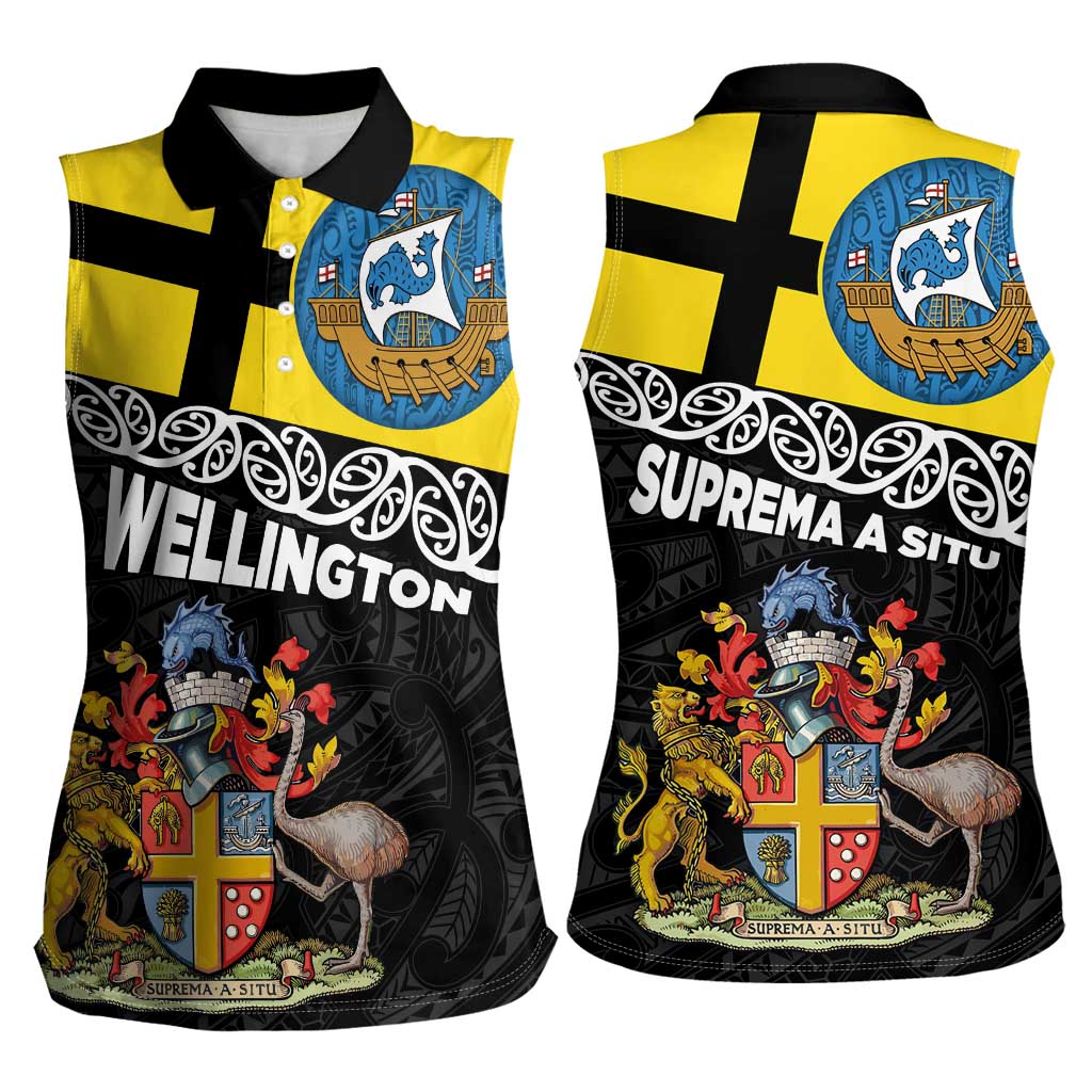 New Zealand Wellington Women Sleeveless Polo Shirt The Capital's Emblems Flag and Koru Art LT03 - Polynesian Pride