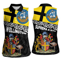 New Zealand Wellington Women Sleeveless Polo Shirt The Capital's Emblems Flag and Koru Art LT03 - Polynesian Pride