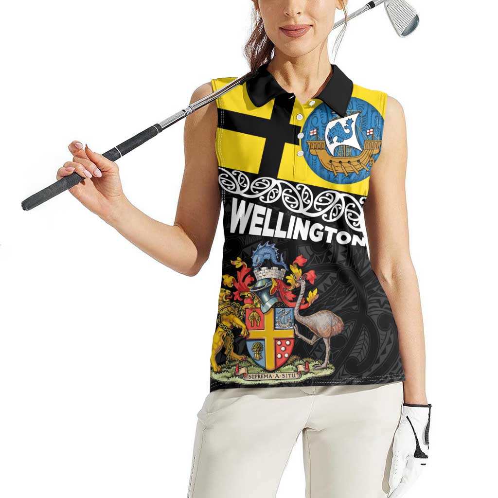 New Zealand Wellington Women Sleeveless Polo Shirt The Capital's Emblems Flag and Koru Art LT03 - Polynesian Pride