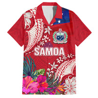 Personalised Samoa Coat Of Arms Hawaiian Shirt Tropical Flower Red Polynesian Pattern LT03 Red - Polynesian Pride
