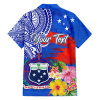 Personalised Samoa Coat Of Arms Family Matching Off Shoulder Long Sleeve Dress and Hawaiian Shirt Hibiscus Polynesian Tattoo Pattern LT03 - Polynesian Pride
