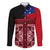 Samoa Flag Day Family Matching Mermaid Dress and Hawaiian Shirt Siapo Pattern and Ula Fala LT03 Dad's Shirt - Long Sleeve Red - Polynesian Pride