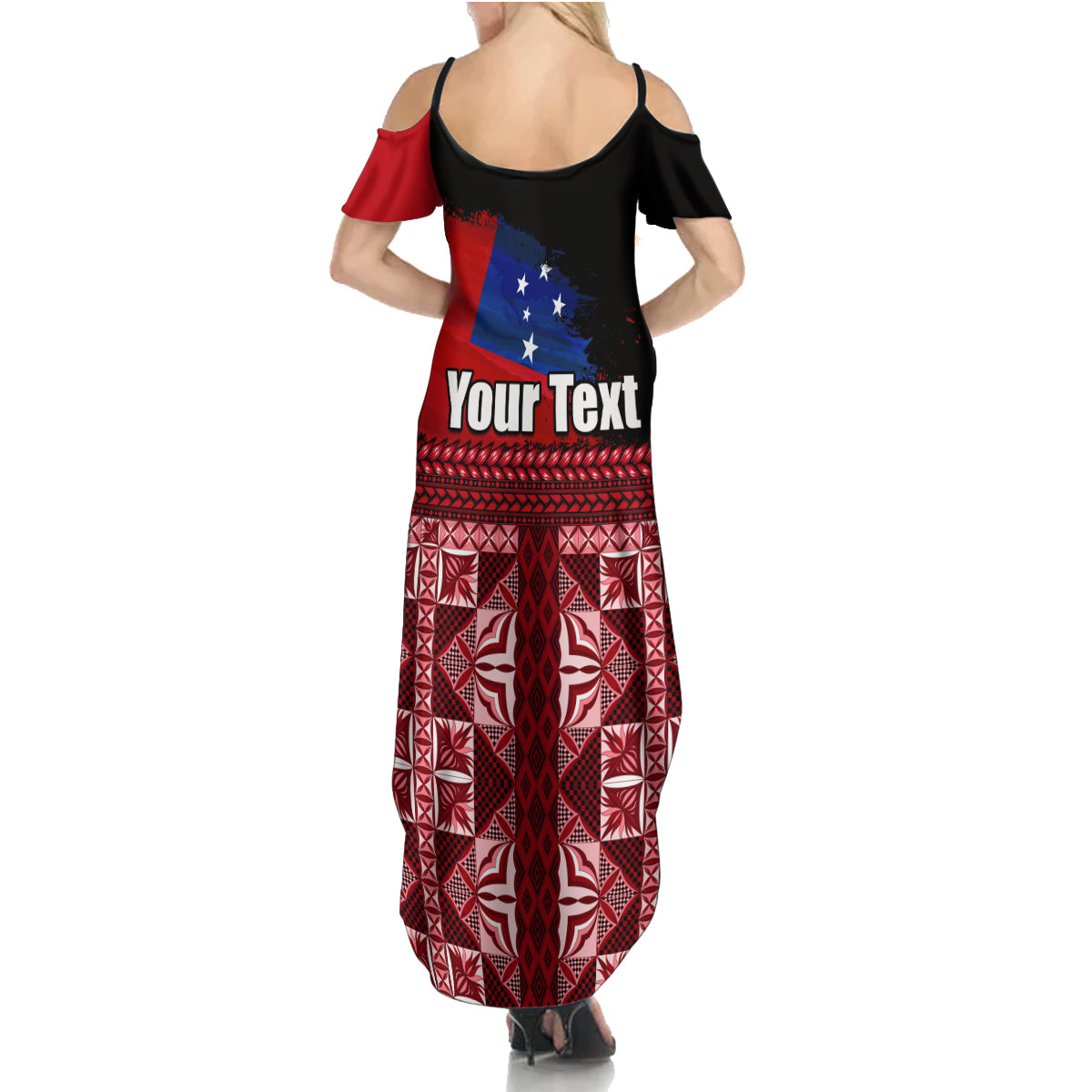 Samoa Flag Day Family Matching Summer Maxi Dress and Hawaiian Shirt Siapo Pattern and Ula Fala LT03 - Polynesian Pride