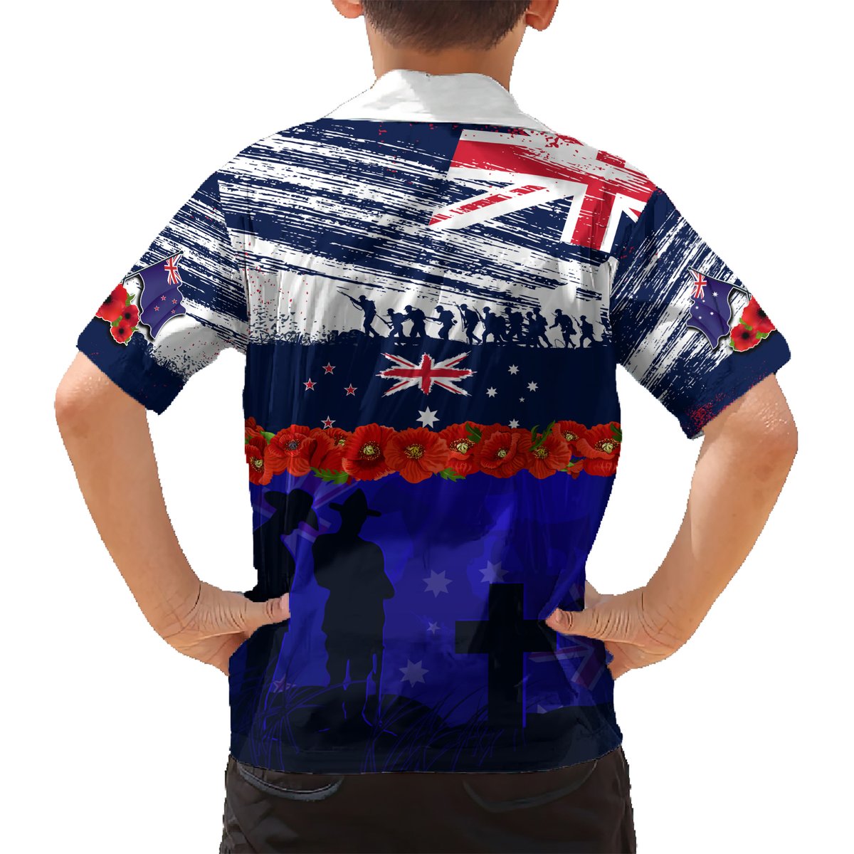 New Zealand and Australia ANZAC Day Hawaiian Shirt Lest We Forget Red Poppy Flowers and Soldier LT03 - Polynesian Pride