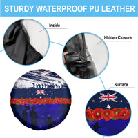 New Zealand and Australia ANZAC Day Spare Tire Cover Lest We Forget Red Poppy Flowers and Soldier LT03 - Polynesian Pride