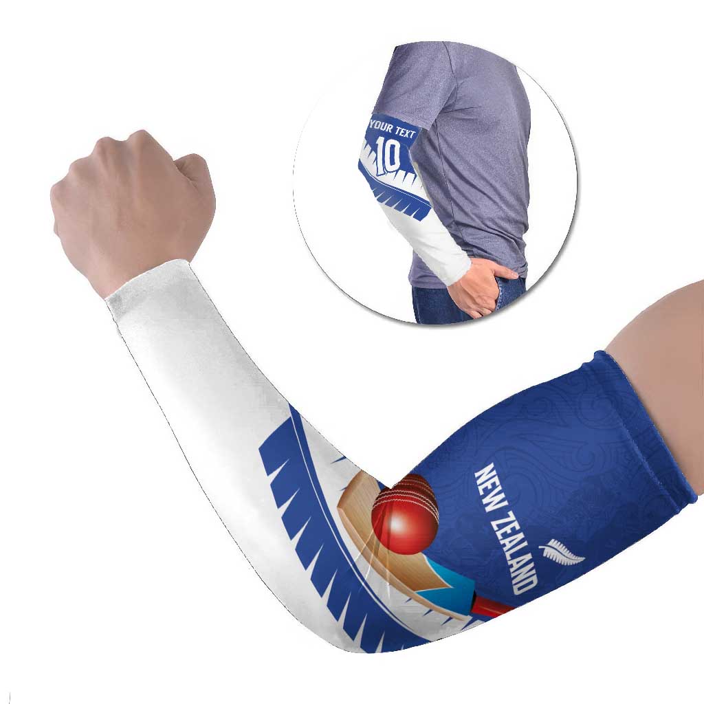 Custom New Zealand Cricket Arm Sleeves Kiwi Birds Haka Dance Blue Fern Sporty Style LT03 Set of 2 Blue - Polynesian Pride