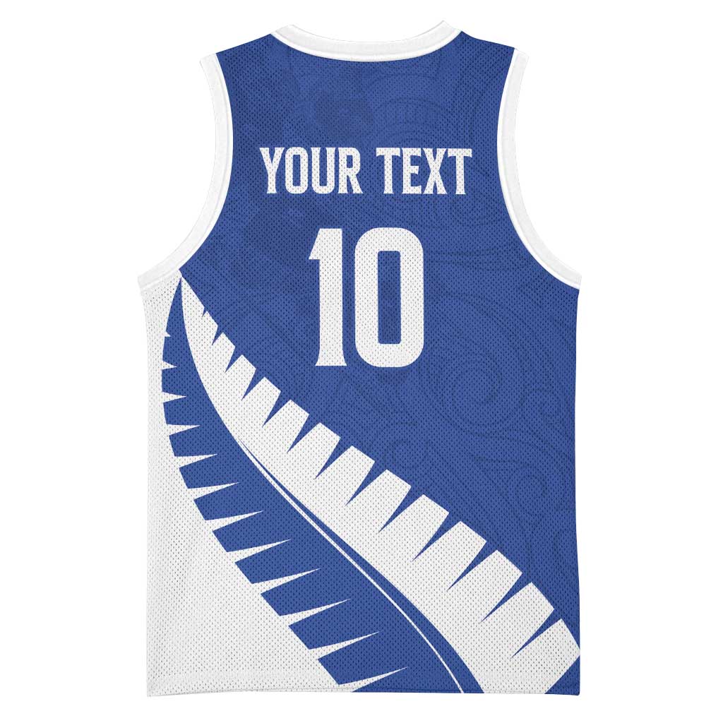 Custom New Zealand Cricket Basketball Jersey Kiwi Birds Haka Dance Blue Fern Sporty Style LT03 - Polynesian Pride