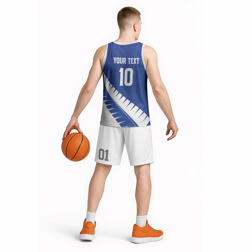 Custom New Zealand Cricket Basketball Jersey Kiwi Birds Haka Dance Blue Fern Sporty Style LT03 - Polynesian Pride