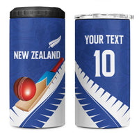 Custom New Zealand Cricket 4 in 1 Can Cooler Tumbler Kiwi Birds Haka Dance Blue Fern Sporty Style LT03 One Size: 16 oz Blue - Polynesian Pride