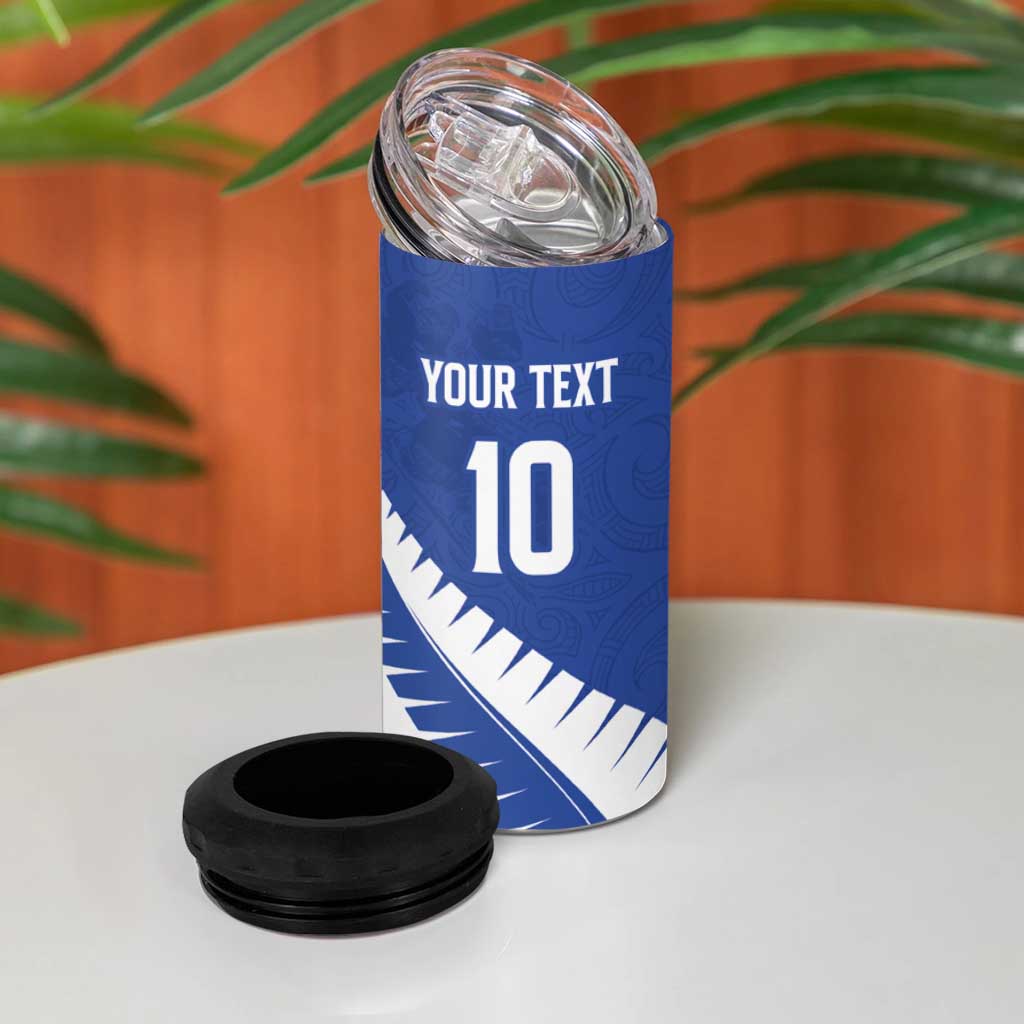 Custom New Zealand Cricket 4 in 1 Can Cooler Tumbler Kiwi Birds Haka Dance Blue Fern Sporty Style LT03 - Polynesian Pride