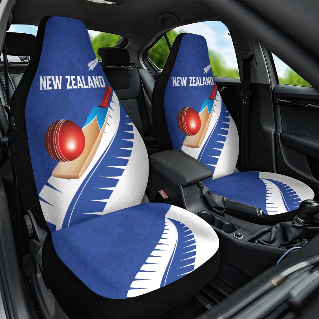 New Zealand Cricket Car Seat Cover Kiwi Birds Haka Dance Blue Fern Sporty Style LT03 One Size Blue - Polynesian Pride