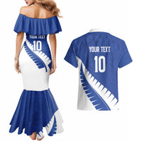 Custom New Zealand Cricket Couples Matching Mermaid Dress and Hawaiian Shirt Kiwi Birds Haka Dance Blue Fern Sporty Style LT03 - Polynesian Pride