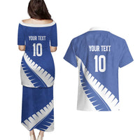 Custom New Zealand Cricket Couples Matching Puletasi and Hawaiian Shirt Kiwi Birds Haka Dance Blue Fern Sporty Style LT03 - Polynesian Pride