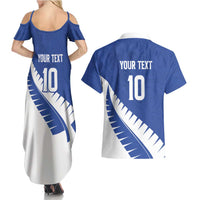 Custom New Zealand Cricket Couples Matching Summer Maxi Dress and Hawaiian Shirt Kiwi Birds Haka Dance Blue Fern Sporty Style LT03 - Polynesian Pride
