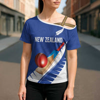 Custom New Zealand Cricket Cross Shoulder Shirt Kiwi Birds Haka Dance Blue Fern Sporty Style LT03 - Polynesian Pride