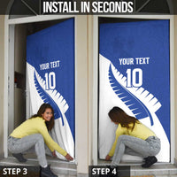 Custom New Zealand Cricket Door Cover Kiwi Birds Haka Dance Blue Fern Sporty Style LT03 - Polynesian Pride