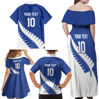 Custom New Zealand Cricket Family Matching Off Shoulder Maxi Dress and Hawaiian Shirt Kiwi Birds Haka Dance Blue Fern Sporty Style LT03 - Polynesian Pride