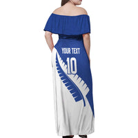 Custom New Zealand Cricket Family Matching Off Shoulder Maxi Dress and Hawaiian Shirt Kiwi Birds Haka Dance Blue Fern Sporty Style LT03 - Polynesian Pride