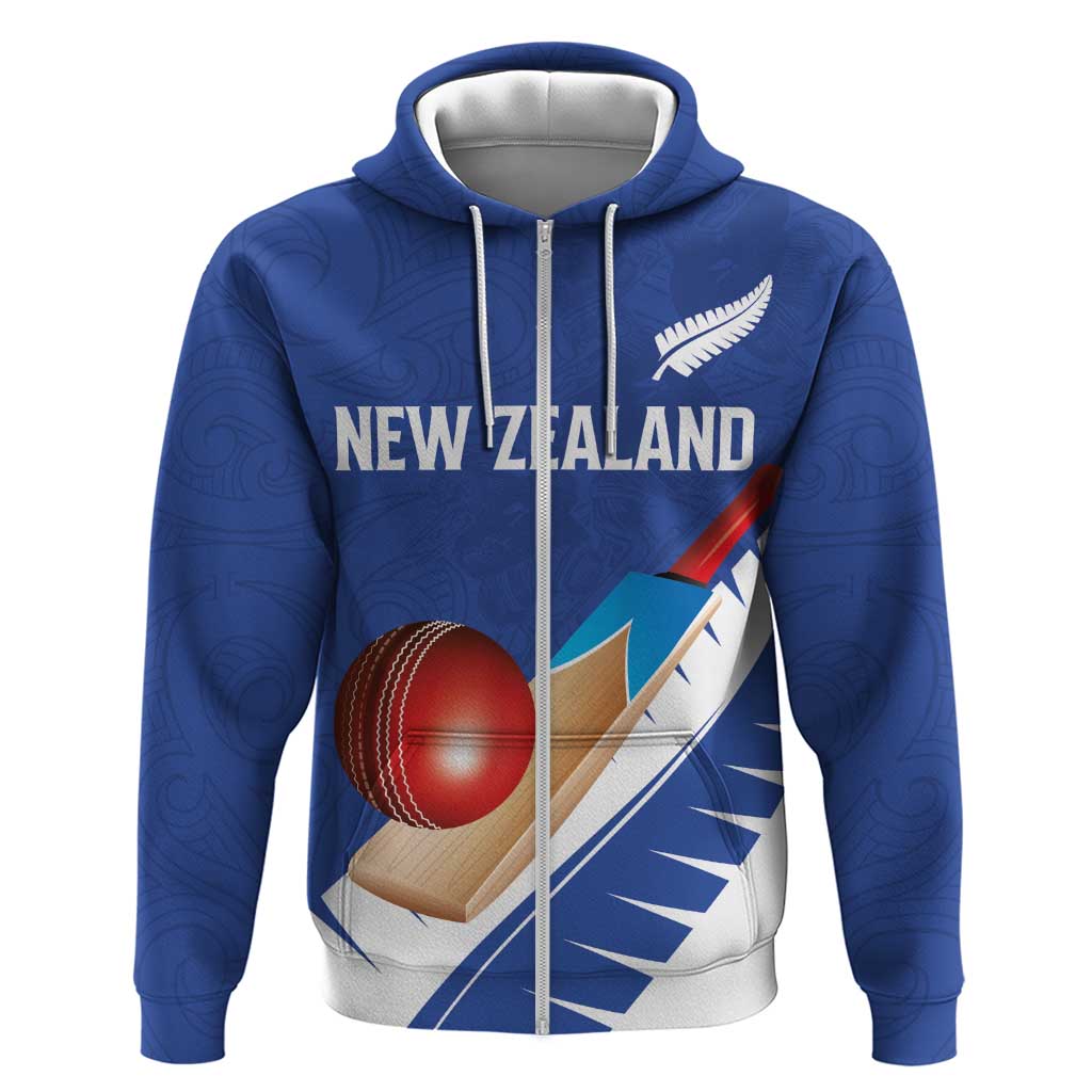 Custom New Zealand Cricket Hoodie Kiwi Birds Haka Dance Blue Fern Sporty Style LT03 Zip Hoodie Blue - Polynesian Pride