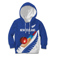 Custom New Zealand Cricket Kid Hoodie Kiwi Birds Haka Dance Blue Fern Sporty Style LT03 Hoodie Blue - Polynesian Pride