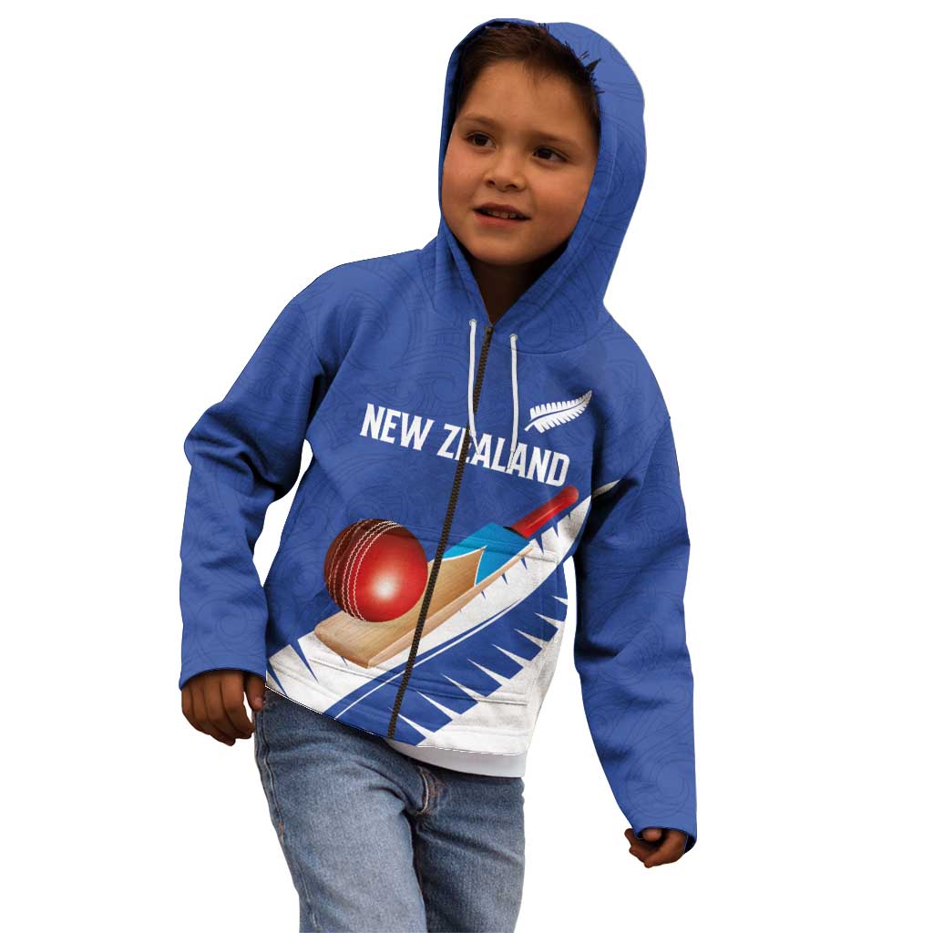 Custom New Zealand Cricket Kid Hoodie Kiwi Birds Haka Dance Blue Fern Sporty Style LT03 - Polynesian Pride