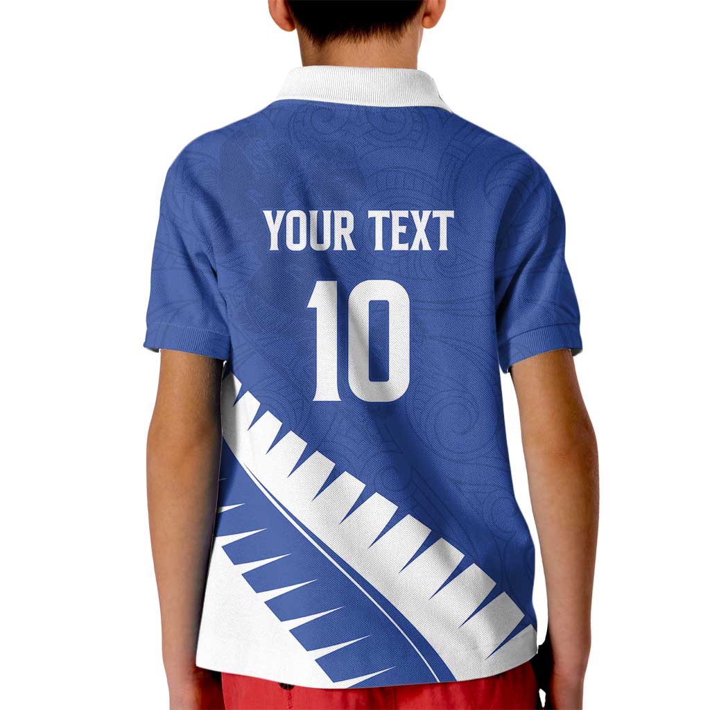 Custom New Zealand Cricket Kid Polo Shirt Kiwi Birds Haka Dance Blue Fern Sporty Style LT03 - Polynesian Pride
