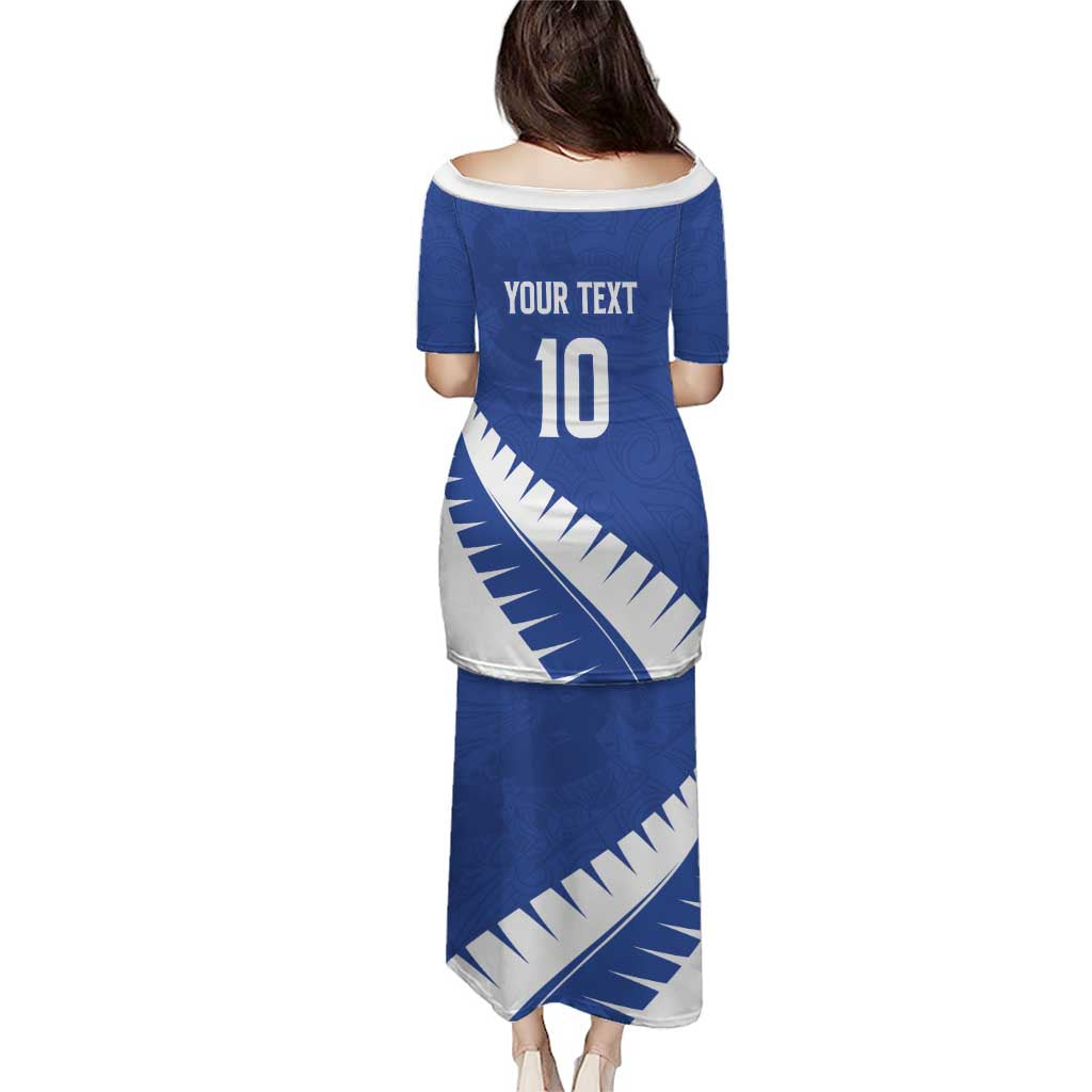 Custom New Zealand Cricket Puletasi Kiwi Birds Haka Dance Blue Fern Sporty Style LT03 - Polynesian Pride