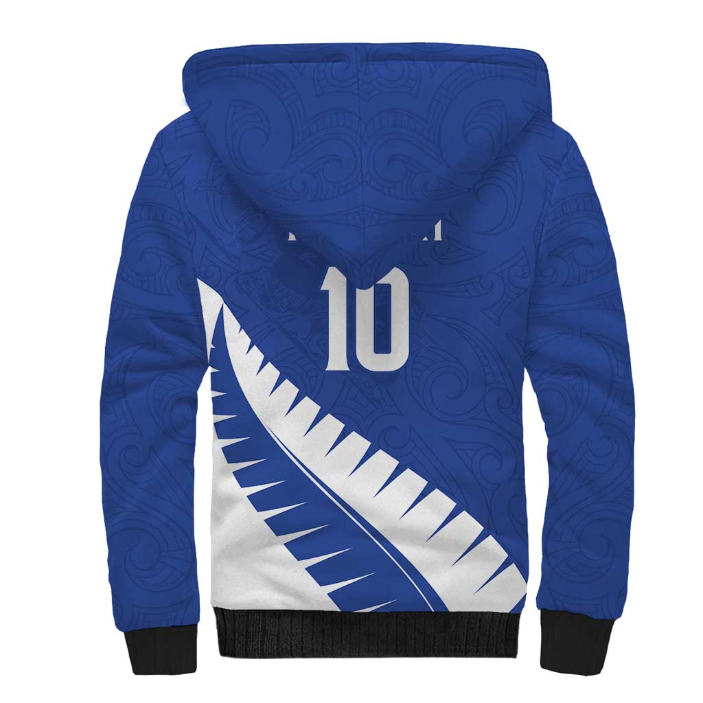 Custom New Zealand Cricket Sherpa Hoodie Kiwi Birds Haka Dance Blue Fern Sporty Style LT03 - Polynesian Pride