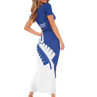 Custom New Zealand Cricket Short Sleeve Bodycon Dress Kiwi Birds Haka Dance Blue Fern Sporty Style LT03 - Polynesian Pride