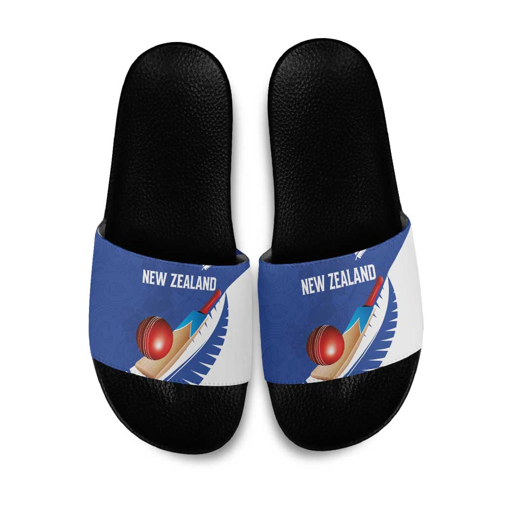 New Zealand Cricket Slide Sandals Kiwi Birds Haka Dance Blue Fern Sporty Style LT03 Blue - Polynesian Pride