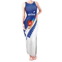Custom New Zealand Cricket Tank Maxi Dress Kiwi Birds Haka Dance Blue Fern Sporty Style LT03 Women Blue - Polynesian Pride