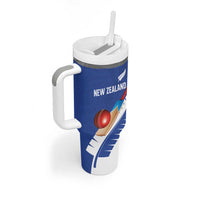 Custom New Zealand Cricket Tumbler With Handle Kiwi Birds Haka Dance Blue Fern Sporty Style LT03 - Polynesian Pride