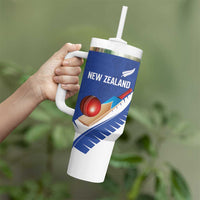 Custom New Zealand Cricket Tumbler With Handle Kiwi Birds Haka Dance Blue Fern Sporty Style LT03 - Polynesian Pride