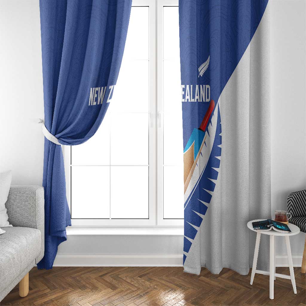 New Zealand Cricket Window Curtain Kiwi Birds Haka Dance Blue Fern Sporty Style
