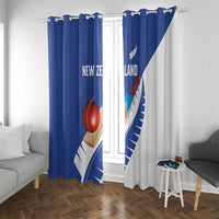 New Zealand Cricket Window Curtain Kiwi Birds Haka Dance Blue Fern Sporty Style