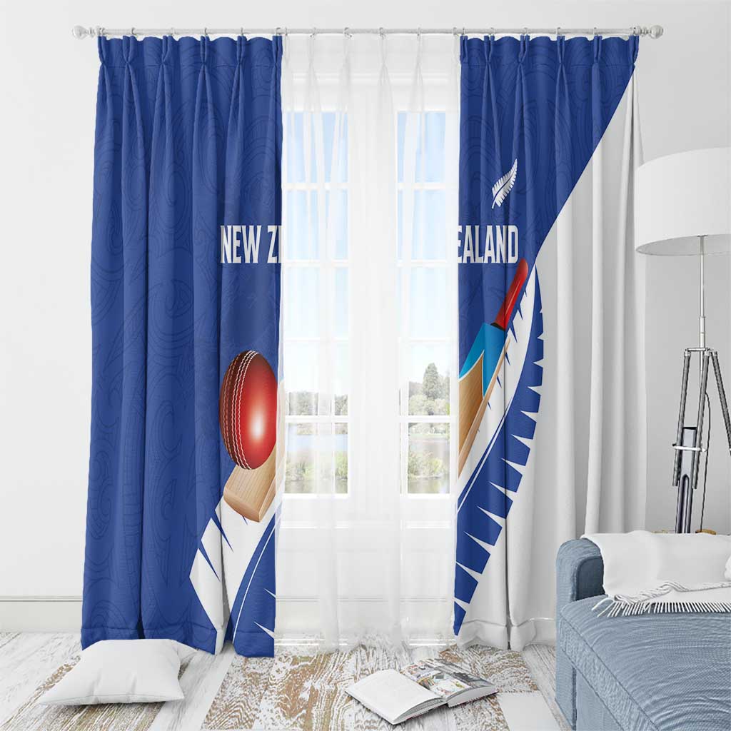 New Zealand Cricket Window Curtain Kiwi Birds Haka Dance Blue Fern Sporty Style