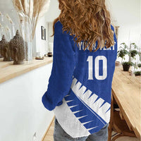 Custom New Zealand Cricket Women Casual Shirt Kiwi Birds Haka Dance Blue Fern Sporty Style LT03 - Polynesian Pride