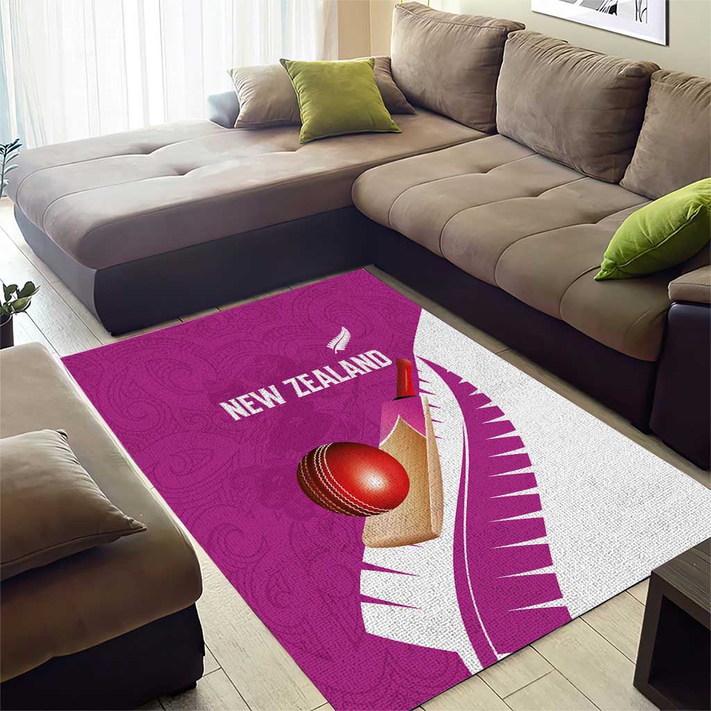 New Zealand Cricket Area Rug Kiwi Birds Haka Dance Pink Fern Sporty Style LT03 - Polynesian Pride