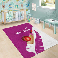 New Zealand Cricket Area Rug Kiwi Birds Haka Dance Pink Fern Sporty Style LT03 - Polynesian Pride
