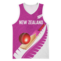 Custom New Zealand Cricket Basketball Jersey Kiwi Birds Haka Dance Pink Fern Sporty Style LT03 Unisex Pink - Polynesian Pride